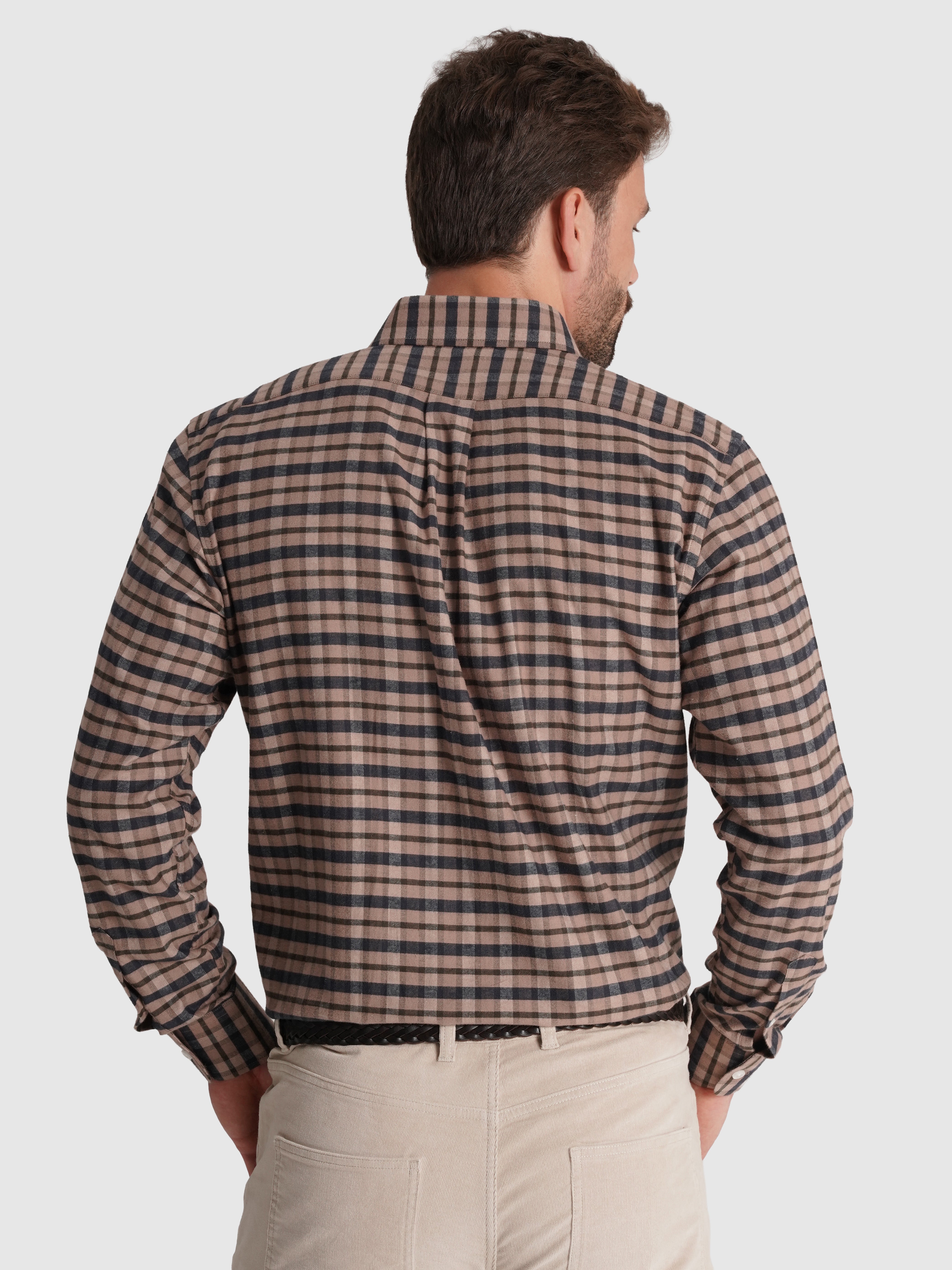 Camisa Algodão Castanha Manga Comprida Regular Fit Mr. Blue