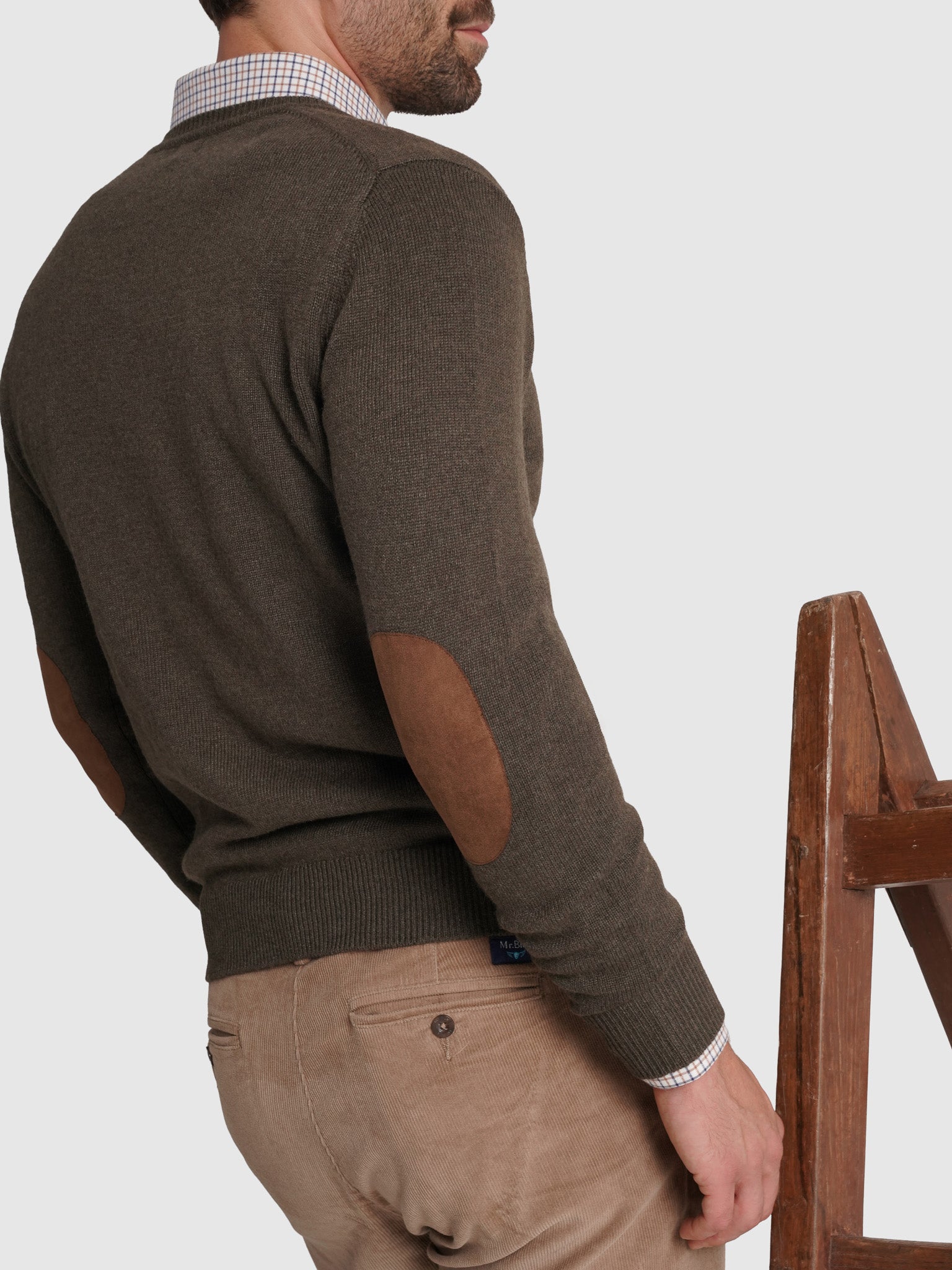 Pullover Lã Verde Com Cotoveleira Regular Fit Mr. Blue