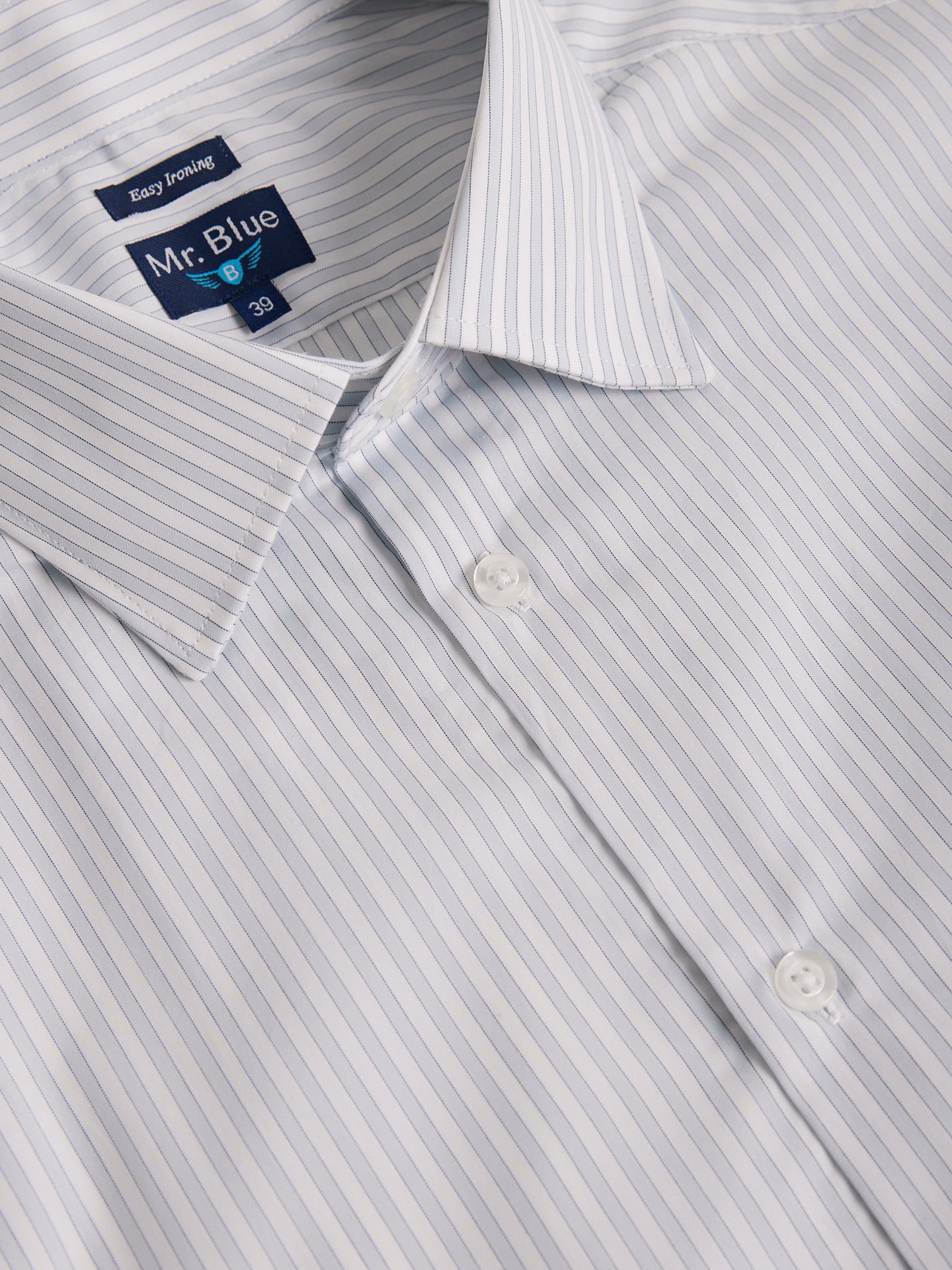 Camisa Algodão Azul Manga Comprida Classic Fit Mr. Blue