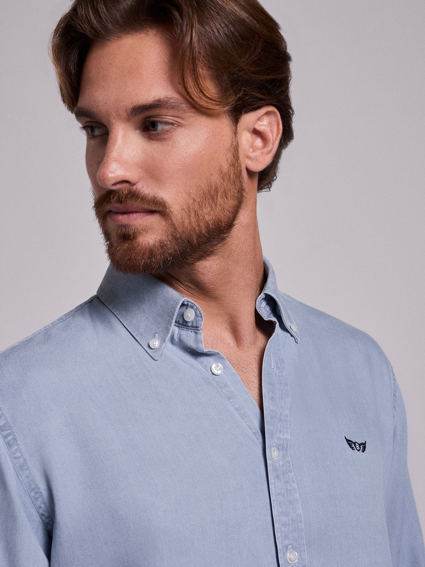 Camisa Algodão Azul Manga Comprida Regular Fit Mr. Blue