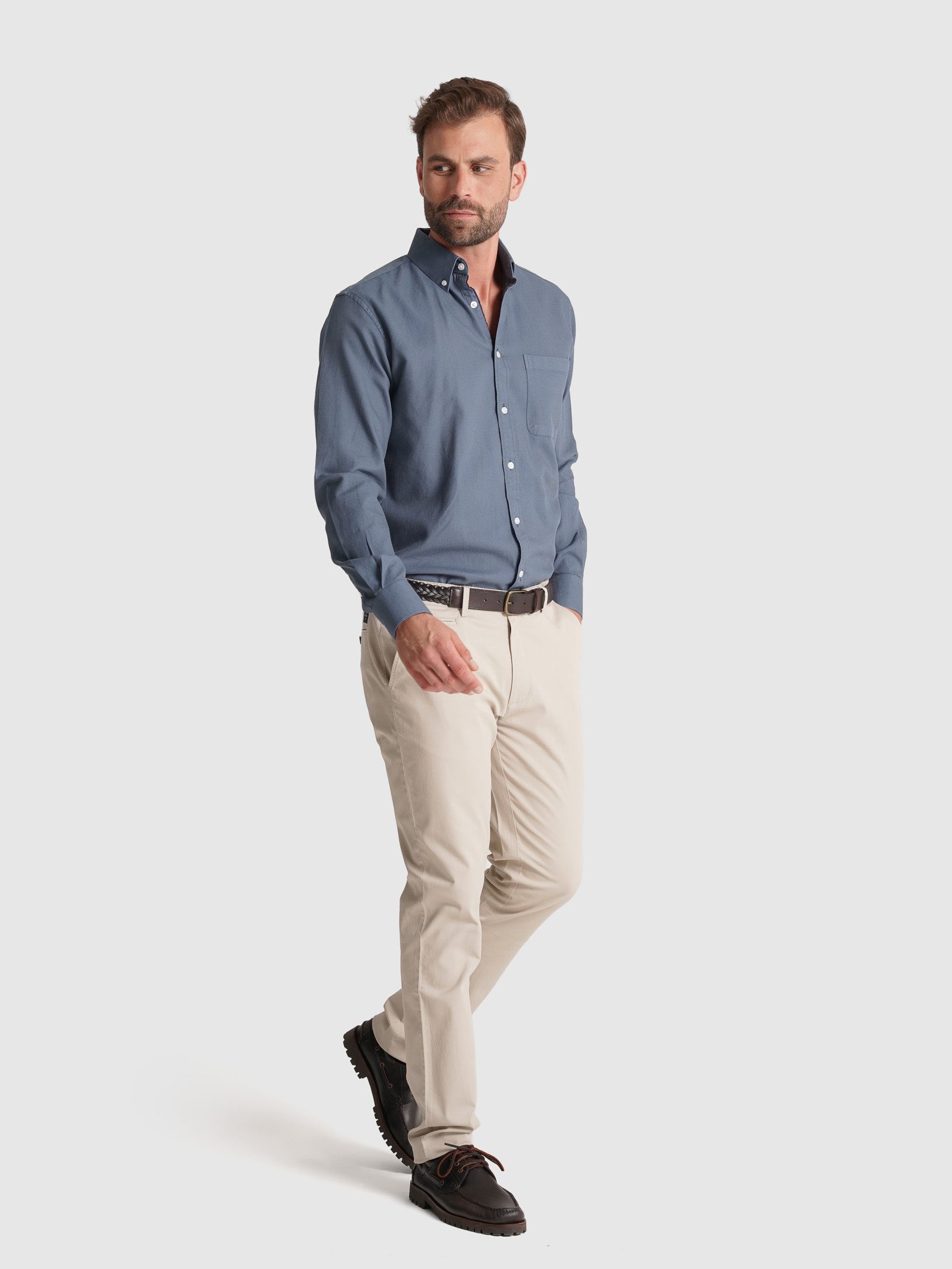 Camisa Algodão Azul Manga Comprida Regular Fit Mr. Blue