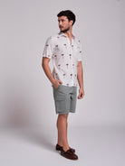 CAMISA LINHO VERMELHA MANGA CURTA REGULAR FIT MR. BLUE