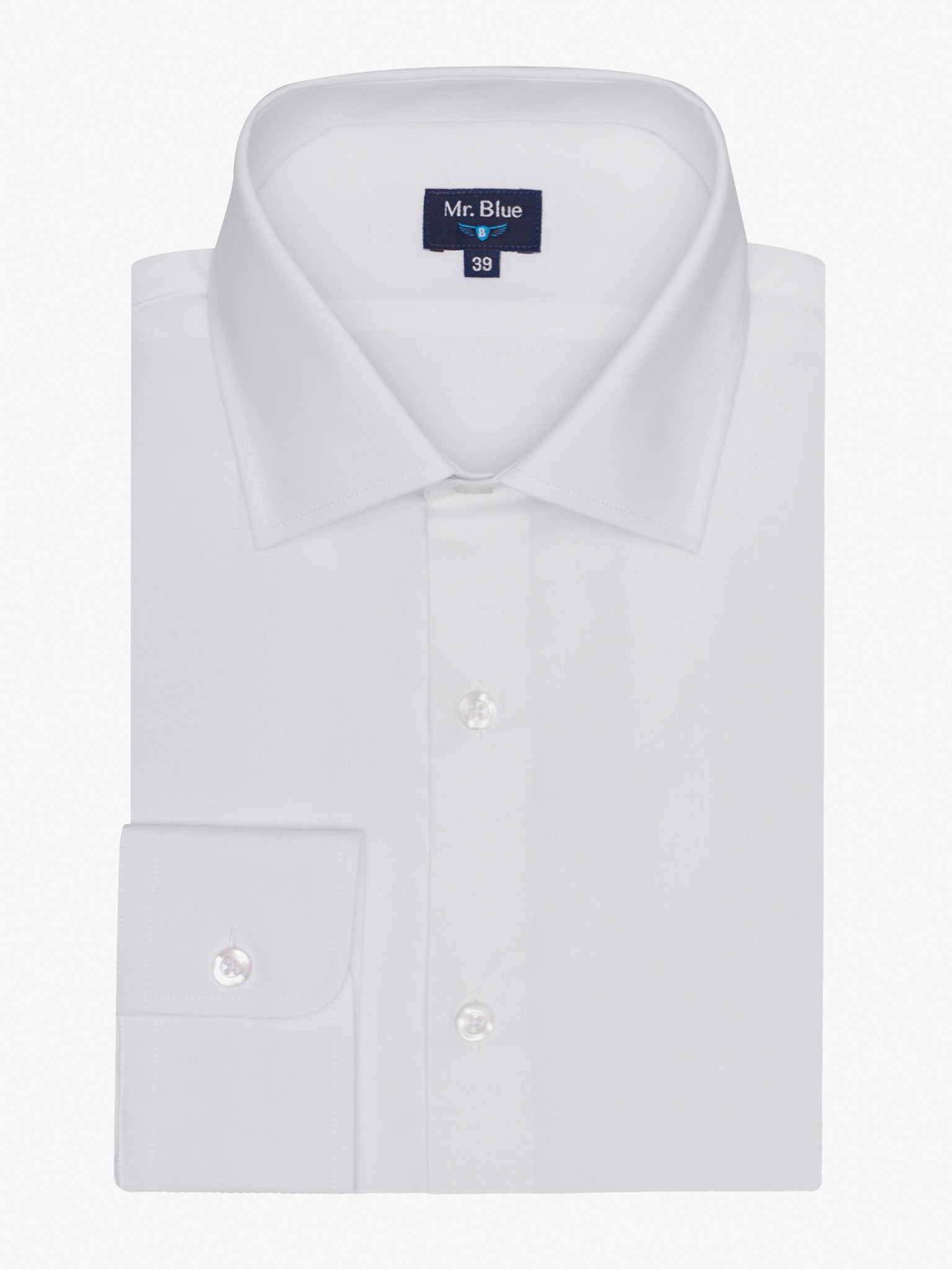 Camisa Algodão Branca Manga Comprida Classic Fit Mr. Blue