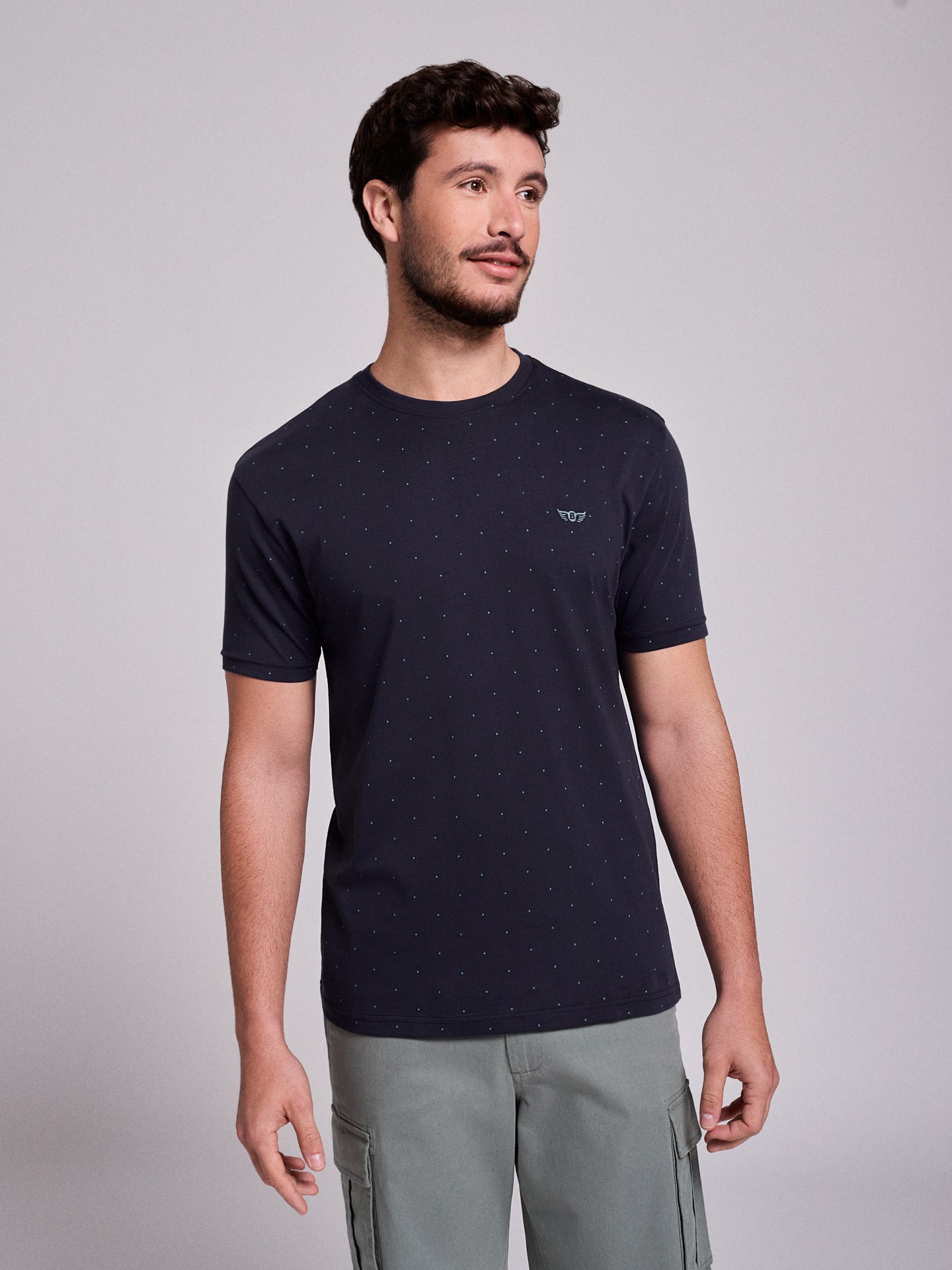 T-shirt Algodão Azul Manga Curta Regular Fit Mr. Blue
