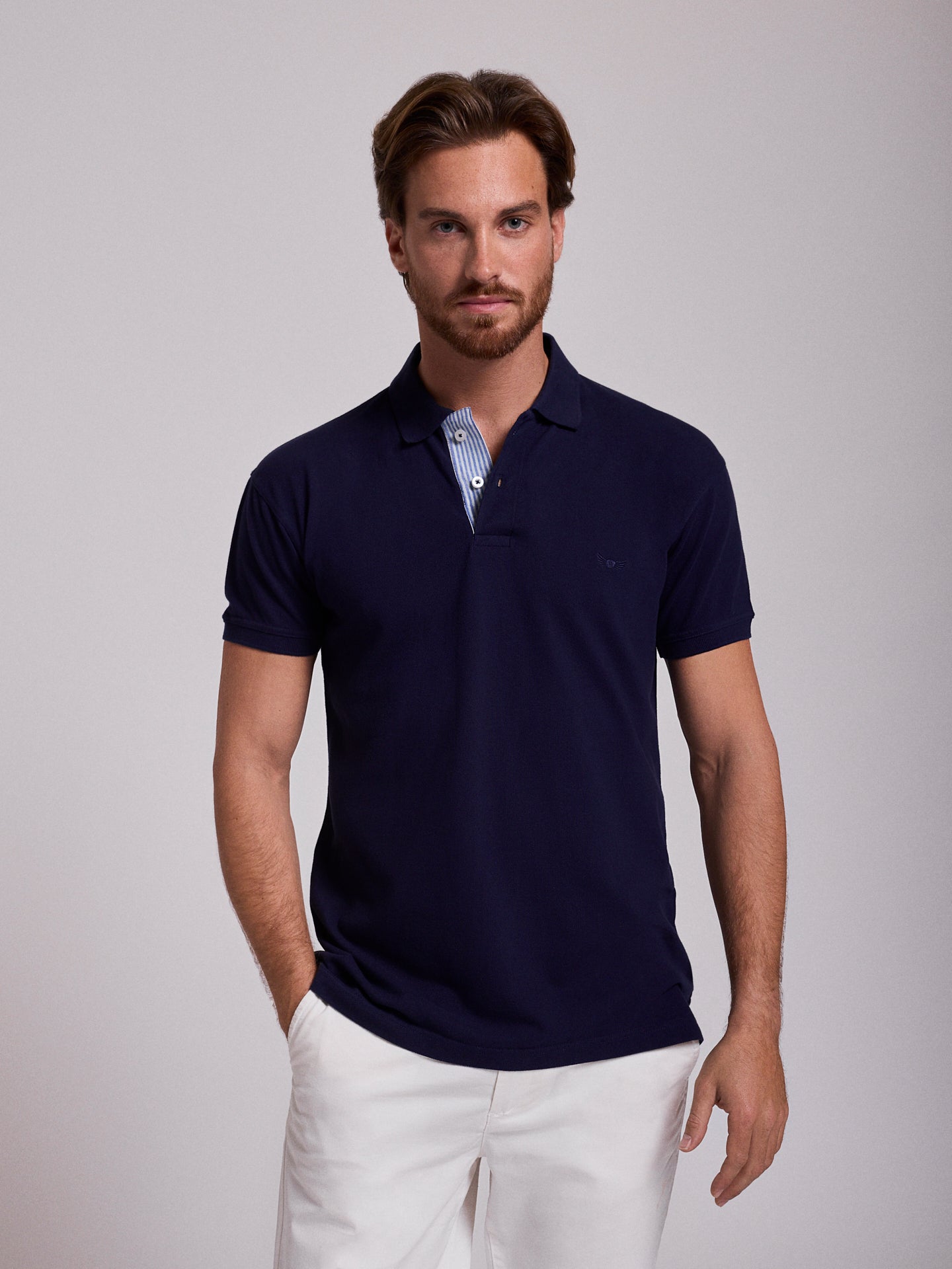 Polo Azul Manga Curta Regular Fit Mr. Blue