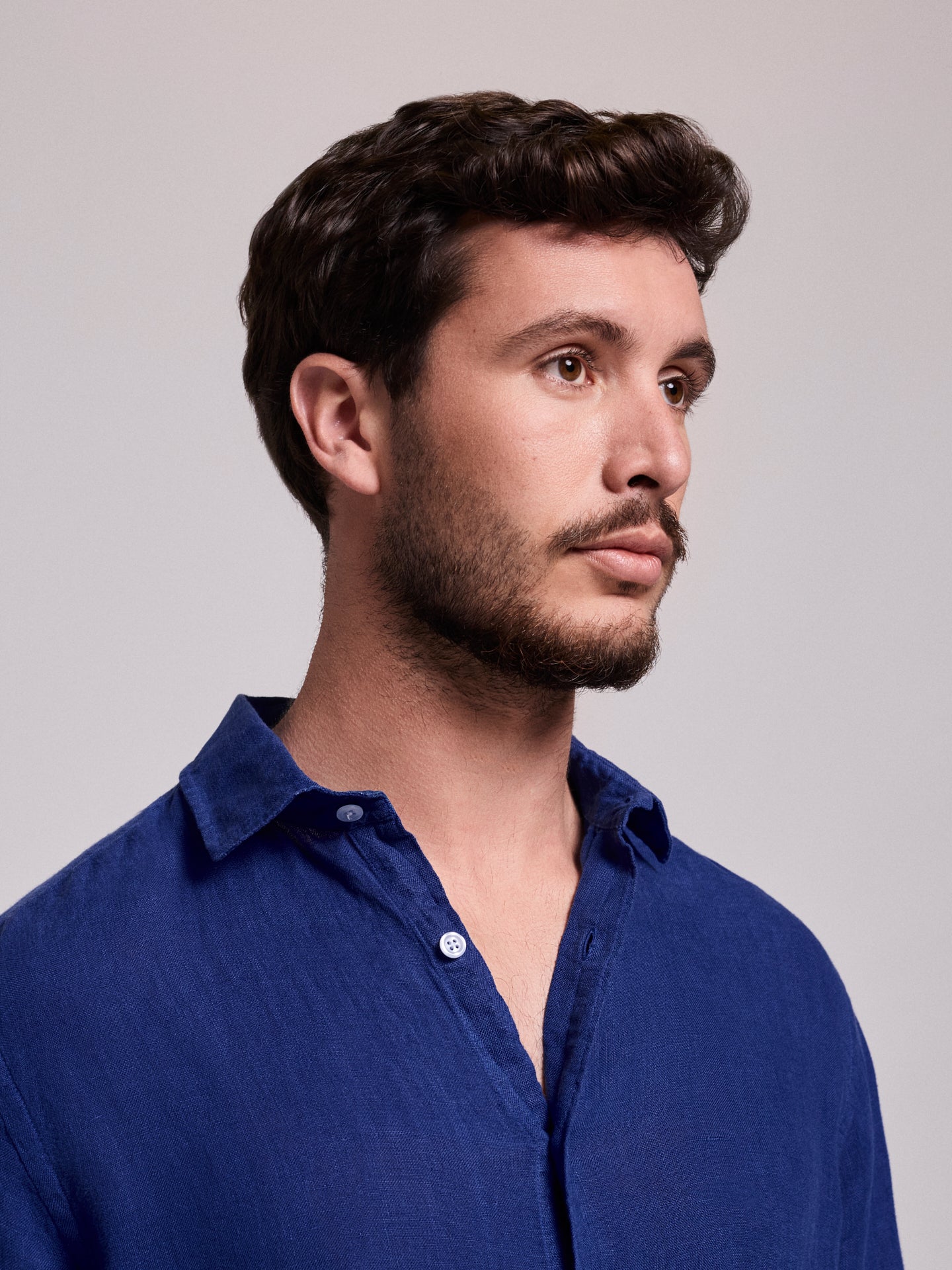 CAMISA LINHO AZUL MANGA COMPRIDA TAILORED FIT MARK BELLUCCI