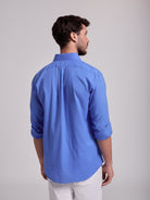 Camisa Linho Azul Manga Comprida Regular Fit Mr. Blue