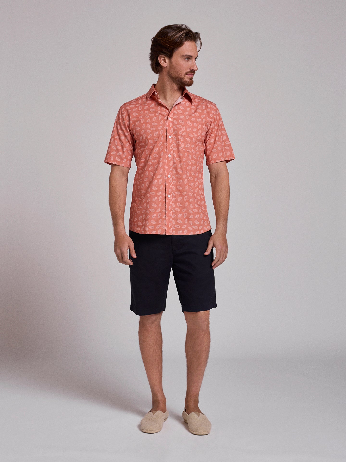 Camisa Algodão Laranja Manga Curta Regular Fit Mr. Blue