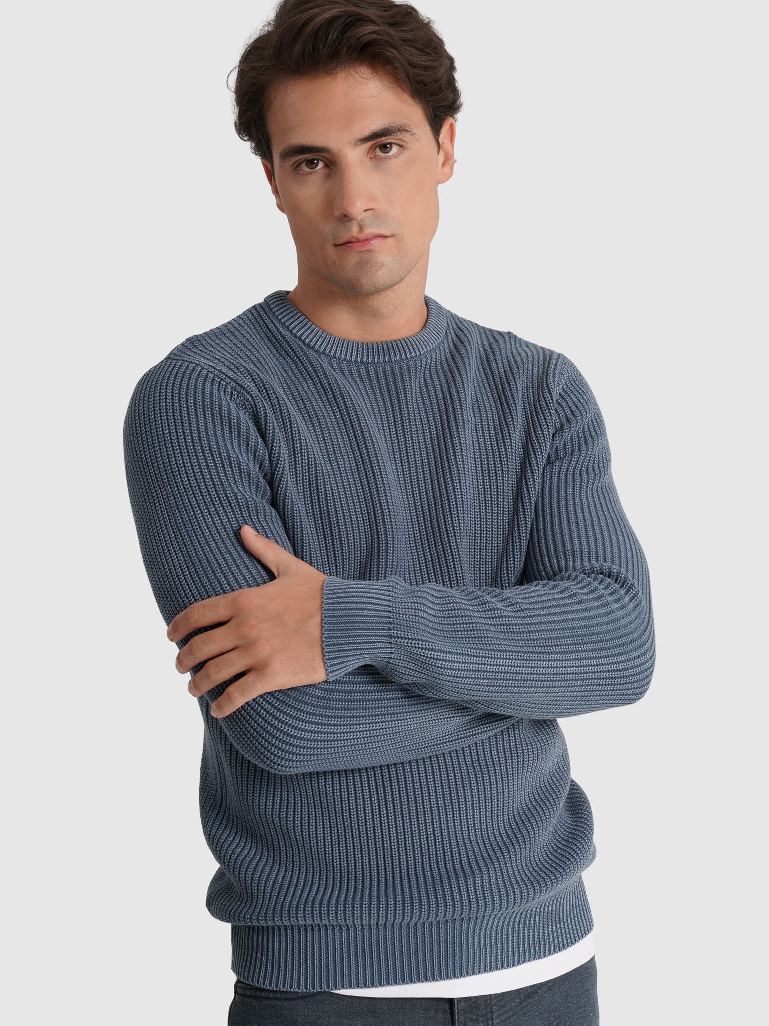 JERSEY DE ALGODÓN AZUL MANGA LARGA REGULAR FIT MR. AZUL