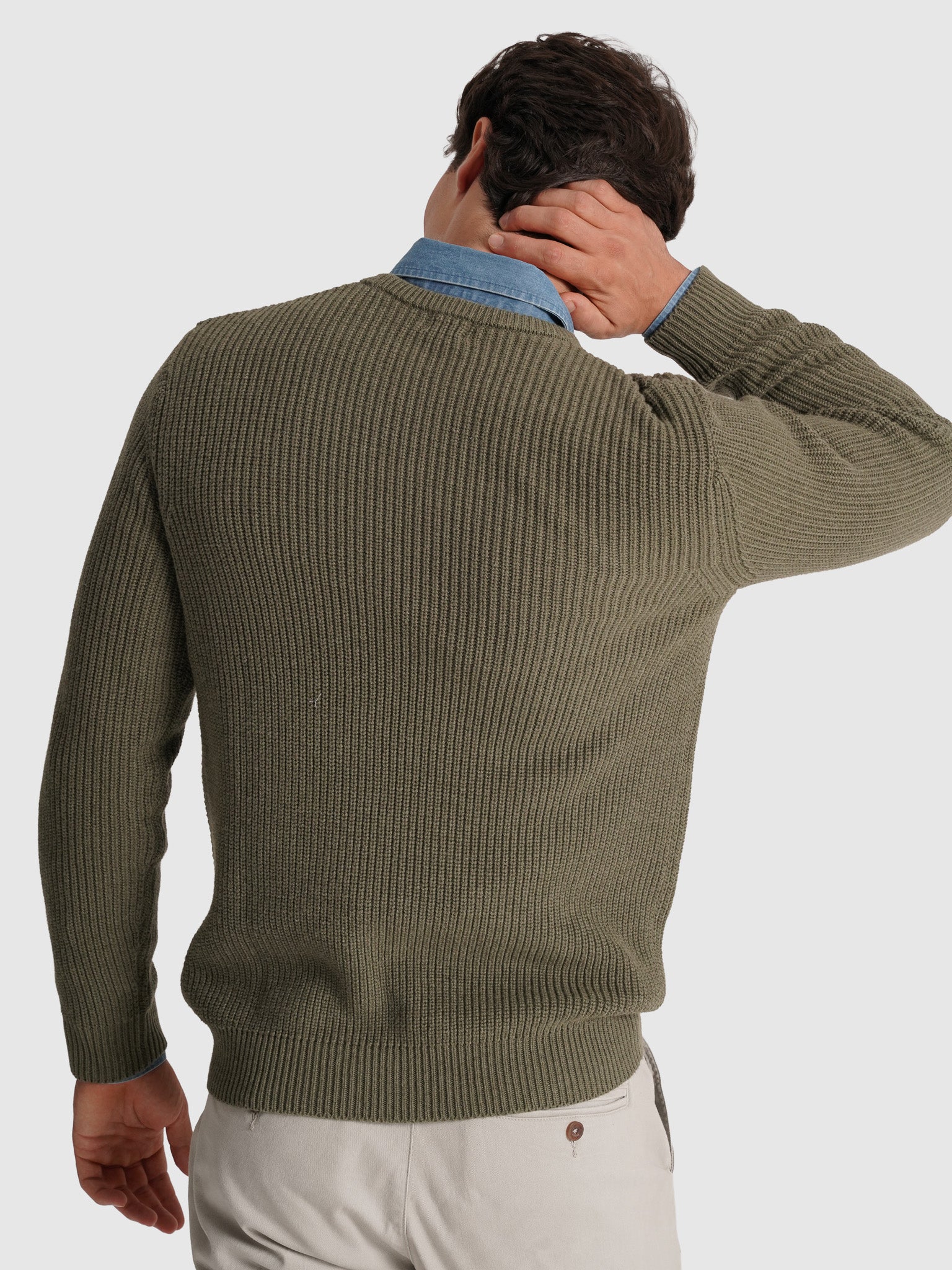 GREEN COTTON PULLOVER LONG SLEEVE REGULAR FIT MR. BLUE