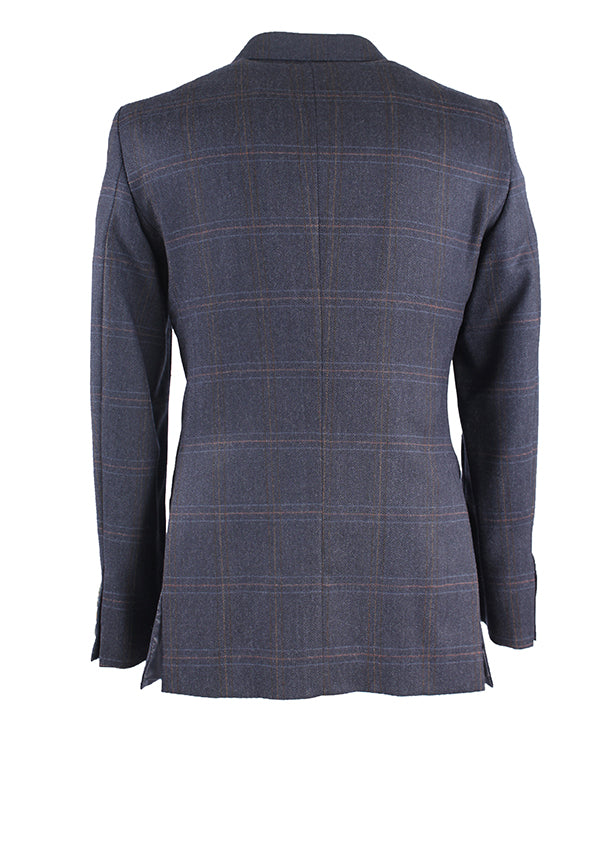 Blazer de lã com quadrados grandes azul - Mr Blue