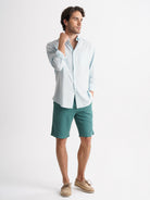 Camisa Regular Fit Linho Azul Mr. Blue