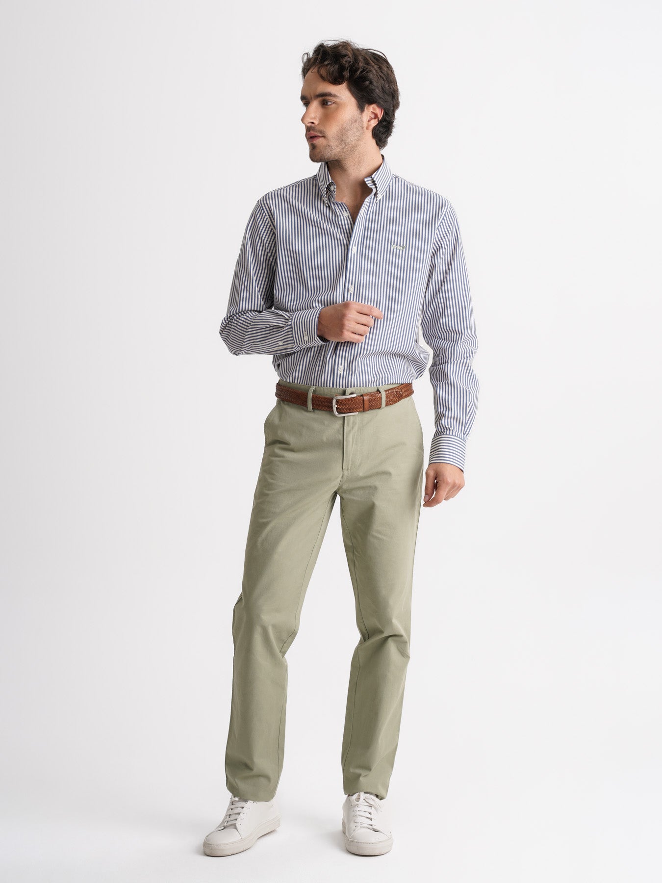 Calças Chinos Regular Fit Twill Verdes Mr. Blue