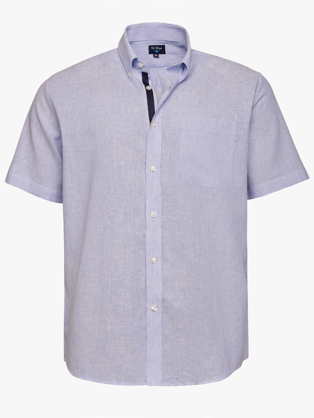 Camisa Regular Fit Linho Azul Mr. Blue