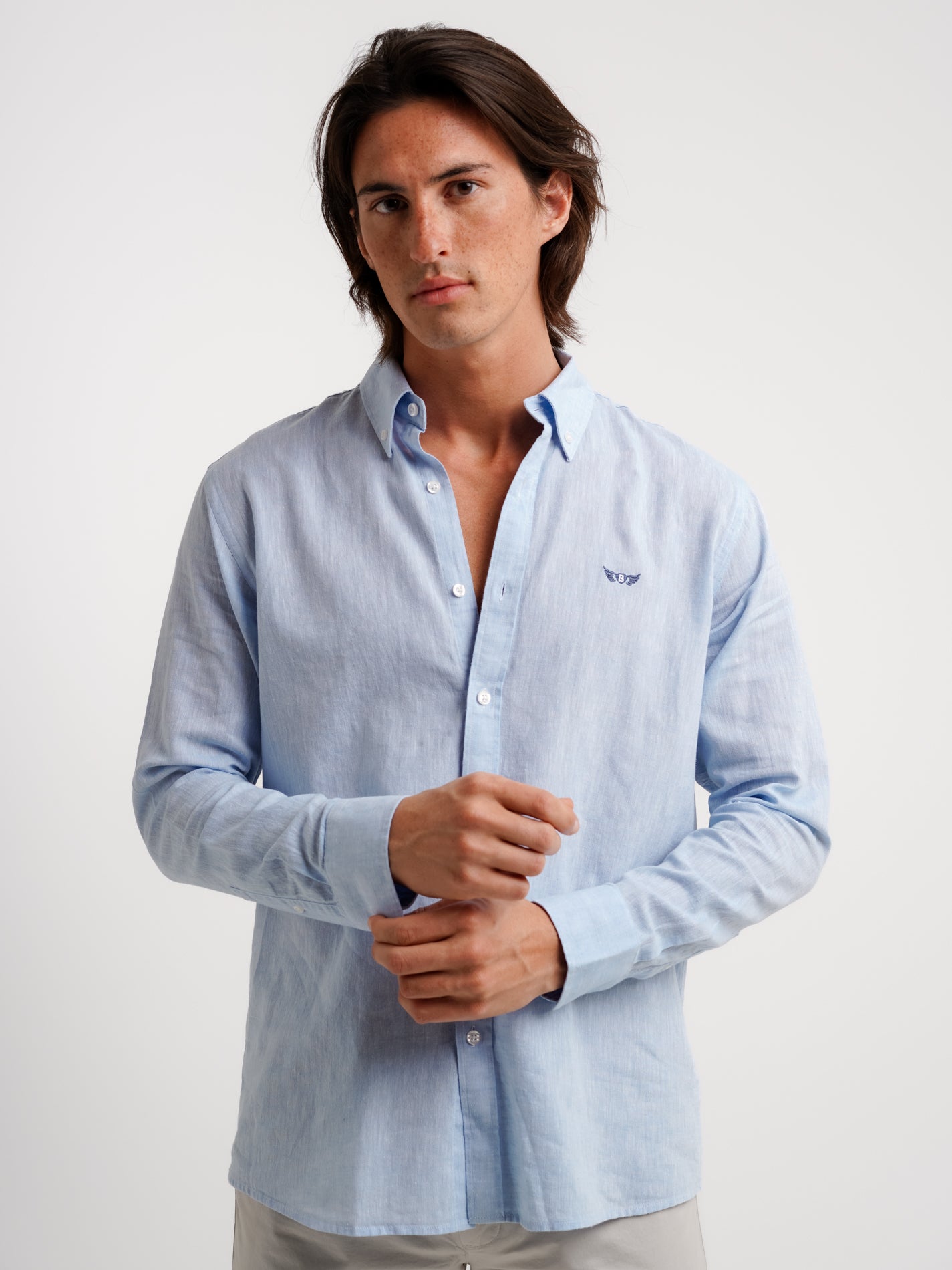 Camisa Regular Fit Linho Azul Mr. Blue